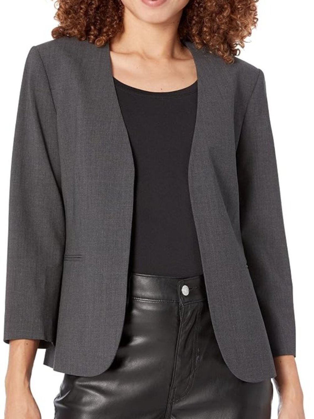 NWOT THEORY Lindrayia Blazer Jacket in Good Wool - 14 - Charcoal Melange Gray